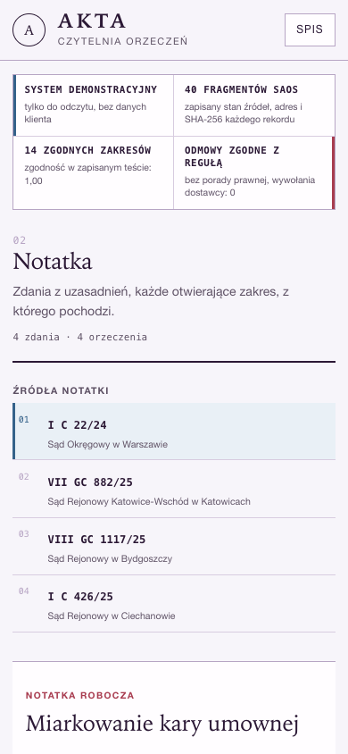 Memo z cytowanym zakresem
