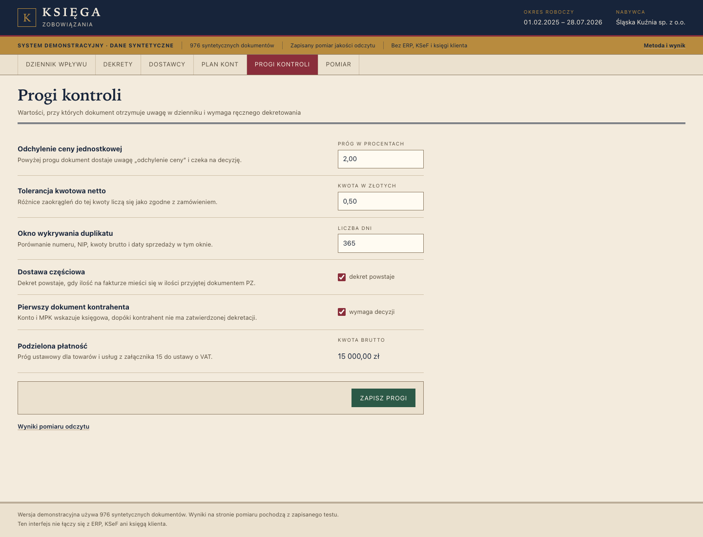 Control thresholds