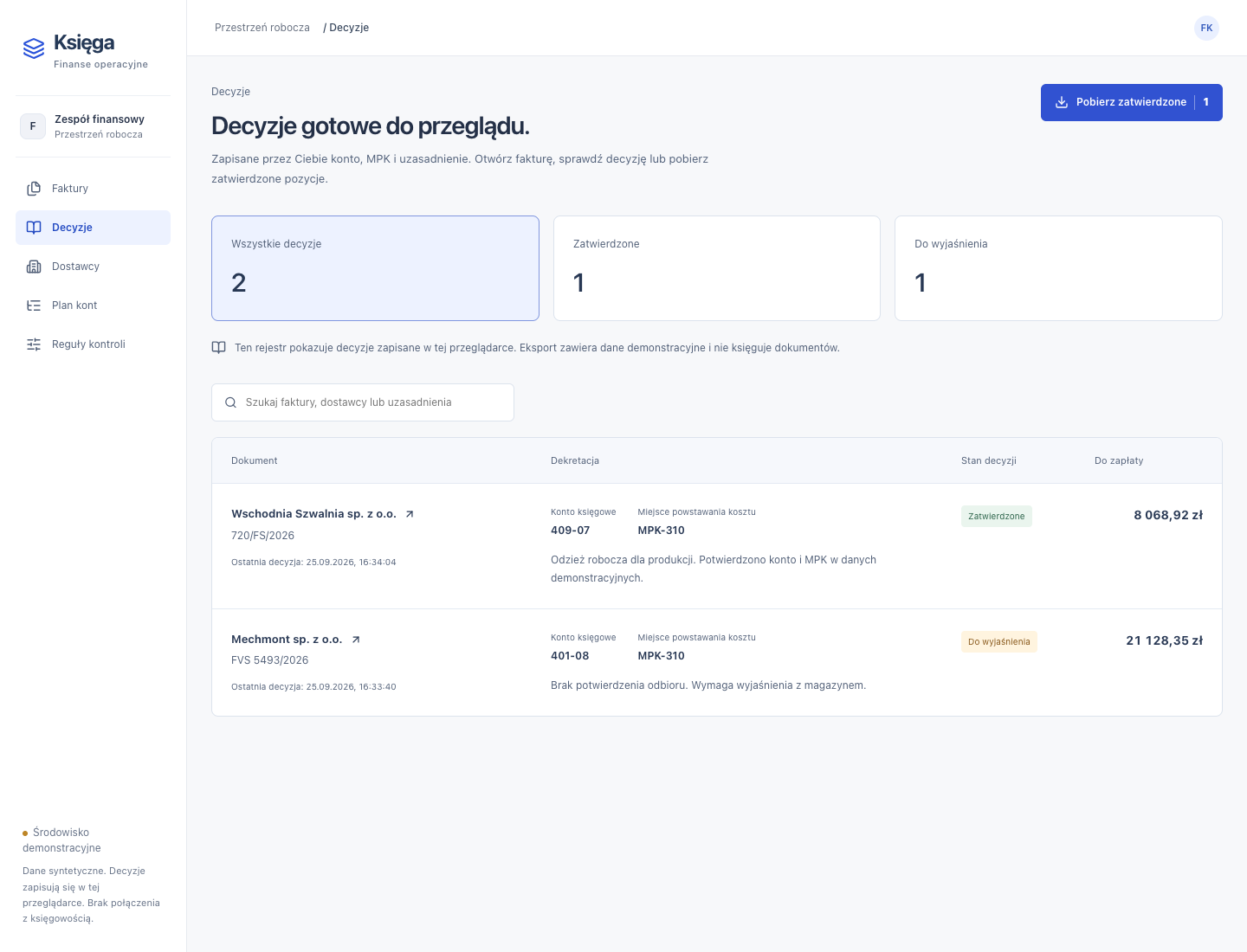 Local decision register