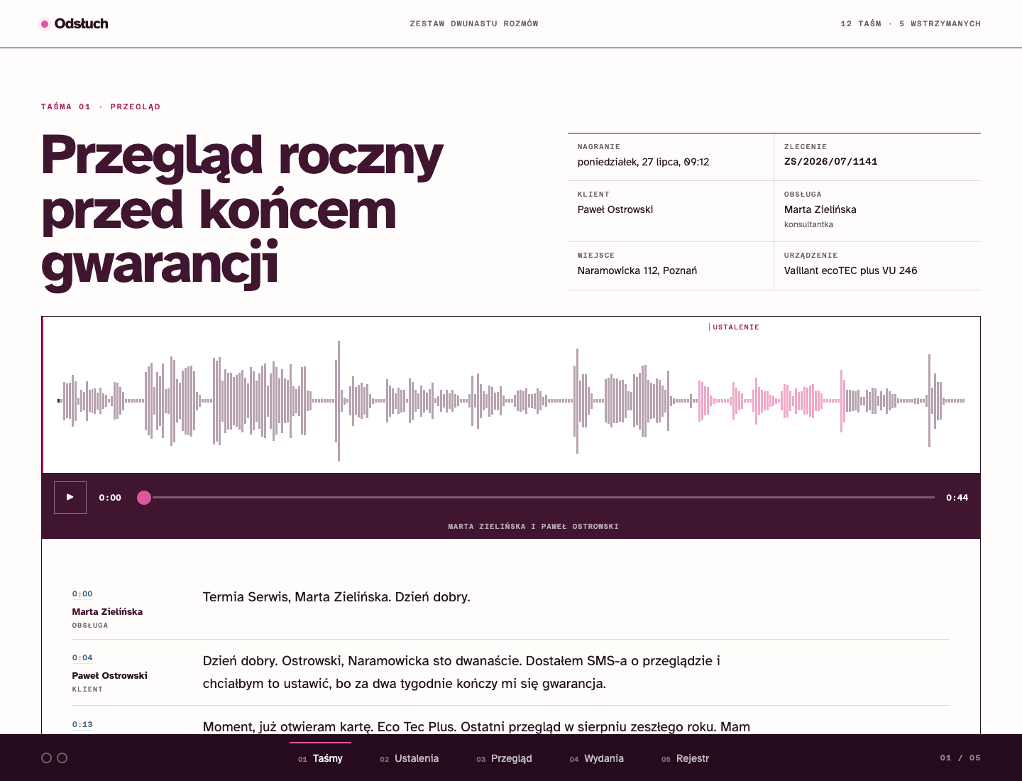 Odsłuch taśmy
