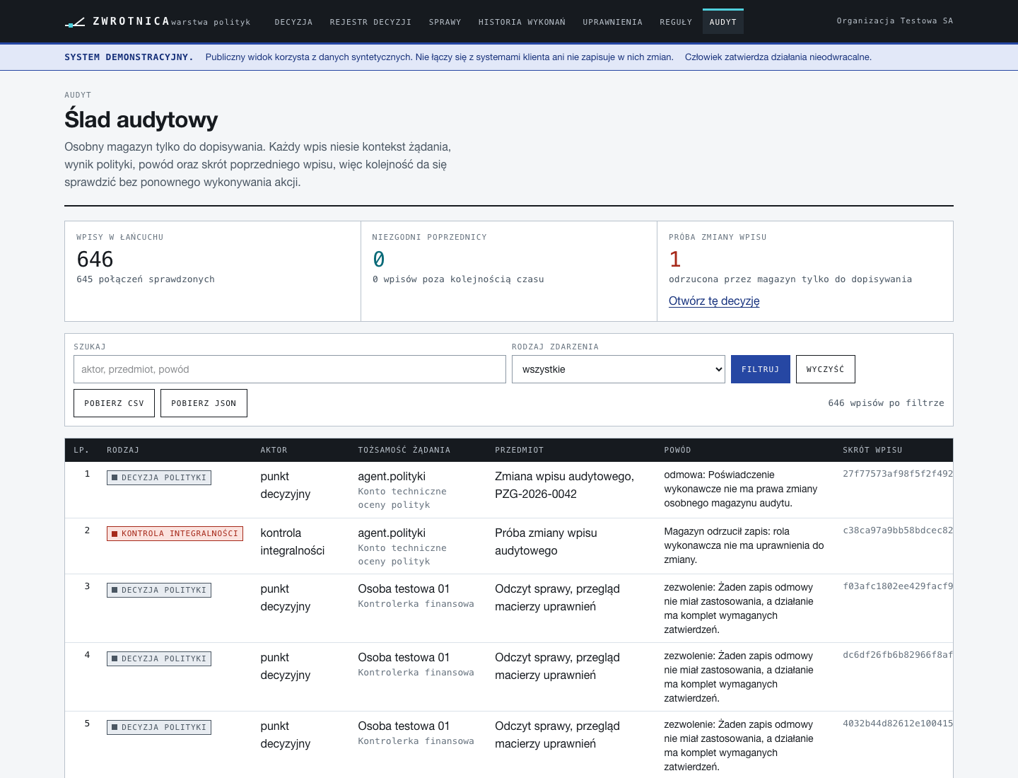 Audit ledger